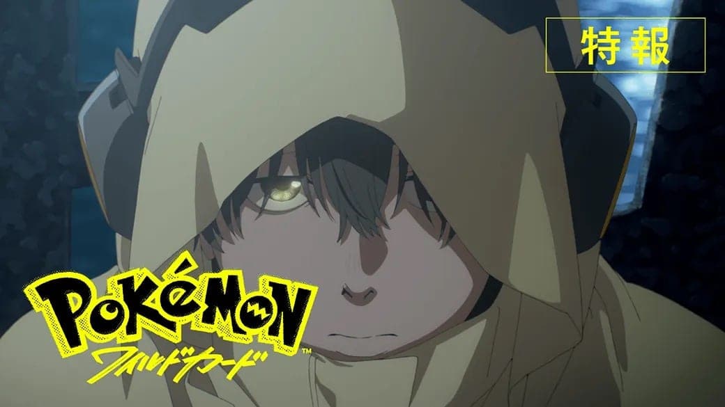Mikiya, the Pokémon TCG player at the centre of Pokémon: Wild Card, seen in close-up under a pale Mimikyu-like hood.